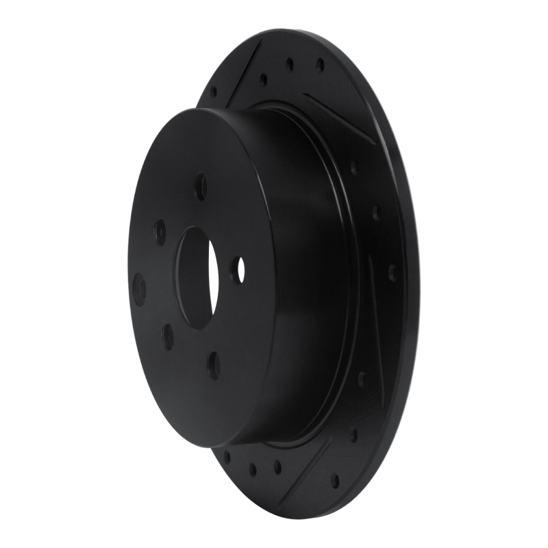 Pontiac Vibe Brake Rotor (1) - Rear Left - R1 Concepts - Drilled & Slotted - Black - `00-`10